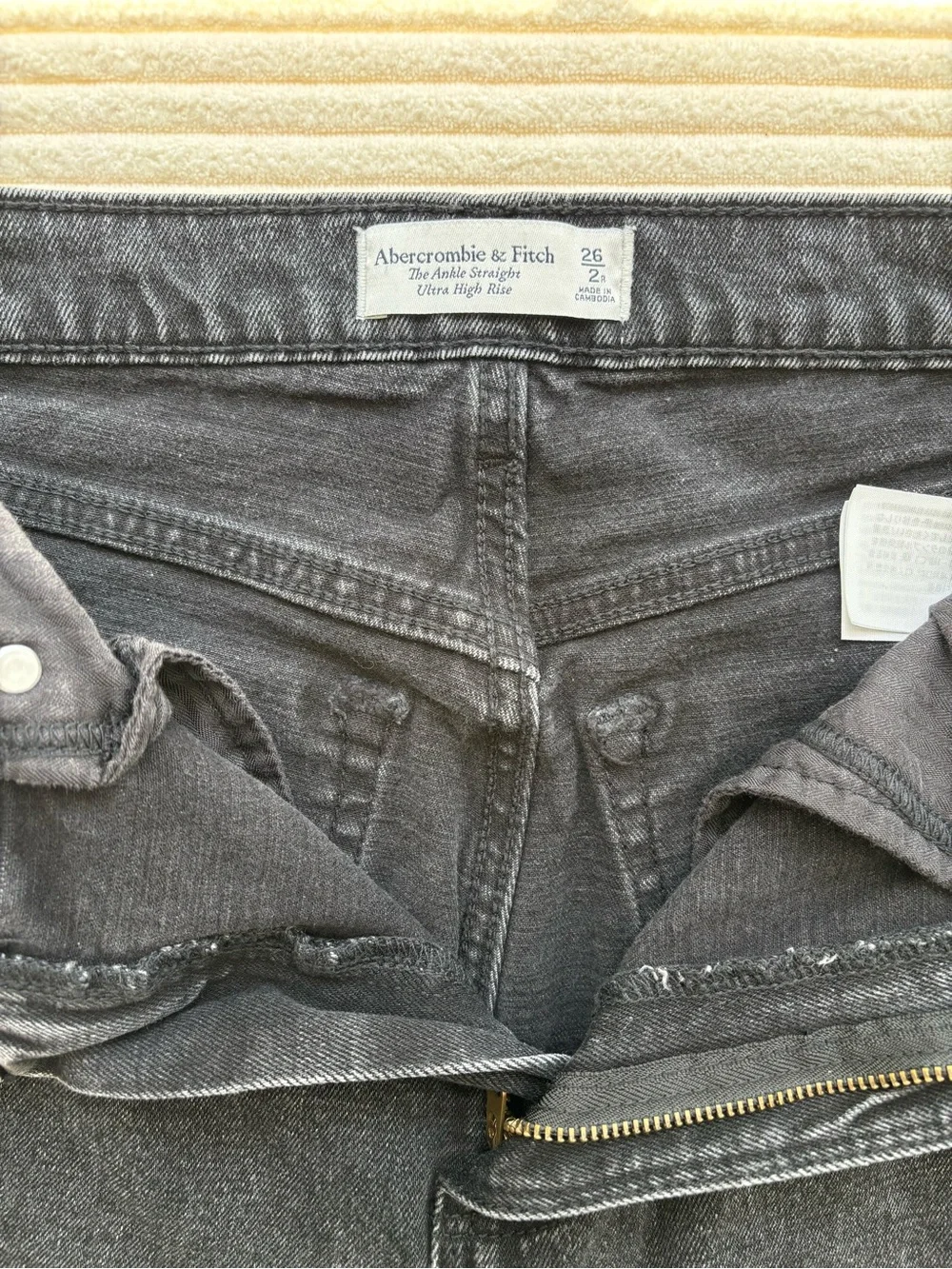 Abercrombie & Fitch The Ankle Straight Ultra High Rise Jeans Size 26 Dark Gray - Picture 5 of 7